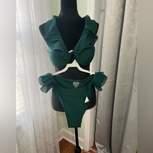 NWT Andrea Iyamah  Top and Bottom SALAMA HIGH RISE BIKINI . Green, size Small - Picture 9 of 9